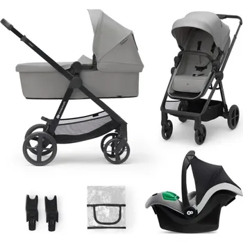 Kočárek KINDERKRAFT-Kombinovaný kočárek 3v1 NEWLY Moonlight grey + autosedačka MINK PRO