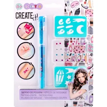 Odstranitelné tetování Create it! Tetovací sada s voňavým gelovým perem - modrá