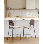 Sada 2 barových židlí taupe čalounění z umělého lnu Černý železný rám Vysoké sedadlo jídelna Moderní design Beliani