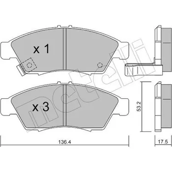 Brzdový systém Sada brzdových destiček, kotoučová brzda METELLI 22-0437-0