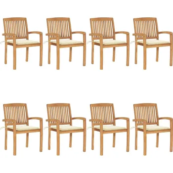 OMAXI Stohovatelné zahradní židle s poduškami 8 ks masivní teak 450116
