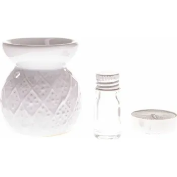 Aroma lampa Casa de Engel Home Keramická aromalampa + olej, svíčka, fresh linen, 0/96 Fialová UNI (2780793)