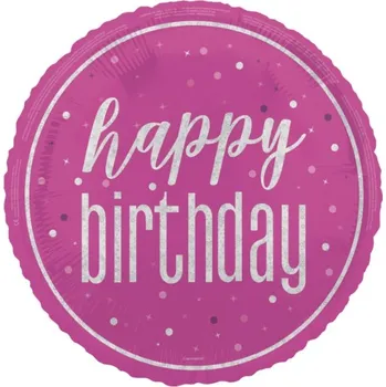 Balónek Foliový balonek Happy Birthday Pink Glitz, 45 cm