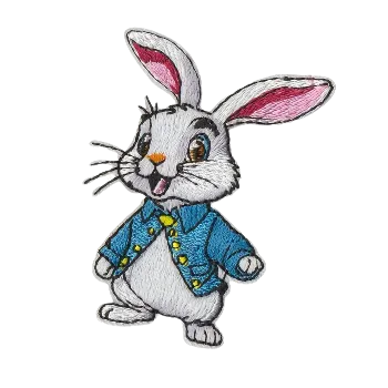 Nášivka Nažehlovací nášivka - králík v modré bundě (5,3 x 7,0 cm)