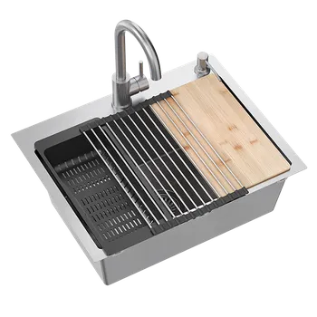 Nerezový dřez Kuchyňský nerezový dřez QUADRON LUKE 110 s baterií a příslušenstvím 58x45x20 cm