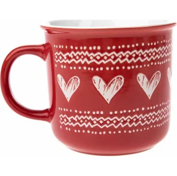 Casa de Engel Home Keramický hrnek se srdci, červený, 450ml, 6/36 Fialová UNI (2802314)