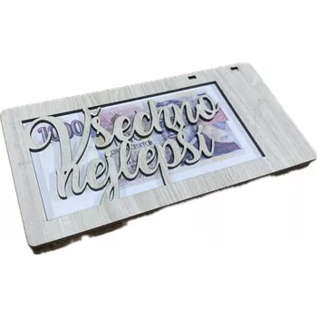 Žertovný předmět Mdeco Dřevěná krabička na peníze 20x10cm - Všechno nejlepší Barva: Bílá