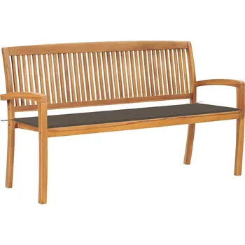 Zahradní lavice OMAXI Stohovatelná zahradní lavice s poduškou 159 cm masivní teak 272381