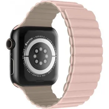 Módní doplněk Swissten řemínek pro apple watch silikonový - magnetic 42 / 44 / 45 / 49 mm růžovo/cappuccino