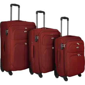 Látkový kufr Orlin SADA, tmavě červený