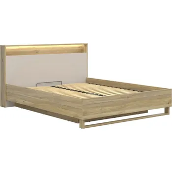 Postel DALVA postel 160 cm + rošt a LED osvětlení, dub mauvella/kashmir