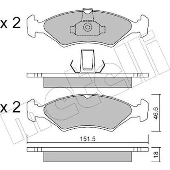 Brzdový systém Sada brzdových destiček, kotoučová brzda METELLI 22-0093-0