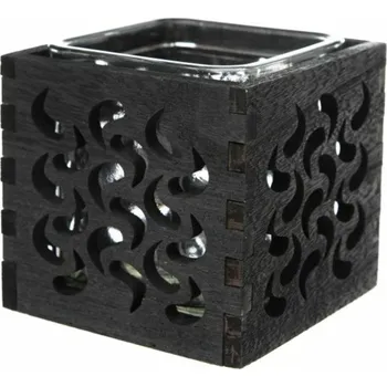 Svícen Casa de Engel Home Dřevěný svícen se sklem - černý, 0/40 Fialová UNI (2812172)