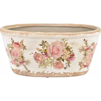 Květináč Keramický oválný květináč Roses 11x23x10,5 cm