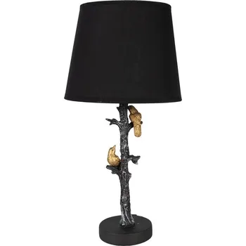 Lampička Černá stolní lampa se zlatými ptáčky Birdie gold - E27/ma* 1*60W