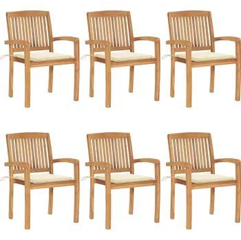 OMAXI Stohovatelné zahradní židle s poduškami 6 ks masivní teak 449967