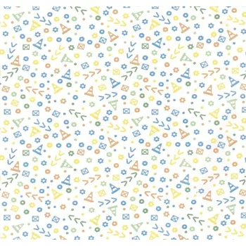 Popelín v bílé barvě s drobným dětským potiskem 19740/050