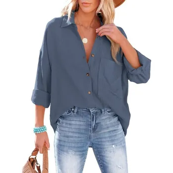 Dámská halenka Halenka NONSAR Dámská ležérní košile s výstřihem do V 100% bavlna Volný střih Pevný Silný Top