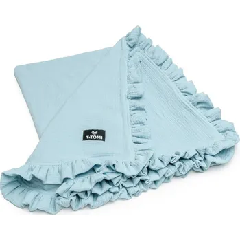 Dětská deka T-tomi BIO Mušelínová deka s volánkem Blue