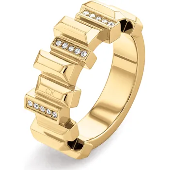 Prsten Calvin Klein Stylový pozlacený prsten s krystaly Luster 35000333 52 mm + 2 měsíce na vrácení zboží