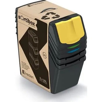 Podlahový mycí stroj Sada 3 odpadkových košů SORTIBOX - objem: 3x20 l, barva: recyklovaná černá