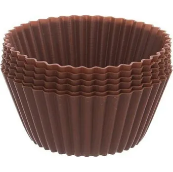 Forma na pečení forma d6,5, v.3cm, muffiny 6ks, na pečení, silikon hnědý