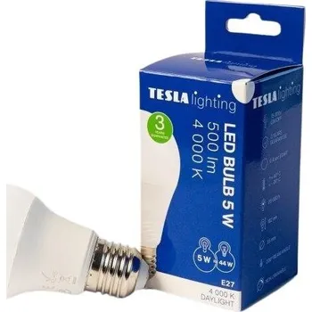 Žárovka TESLA LED žárovka E27 5W 230V 500lm 4000K Denní bílá