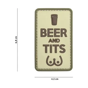 Nášivka Gumová nášivka 101 Inc nápis Beer and Tits - coyote