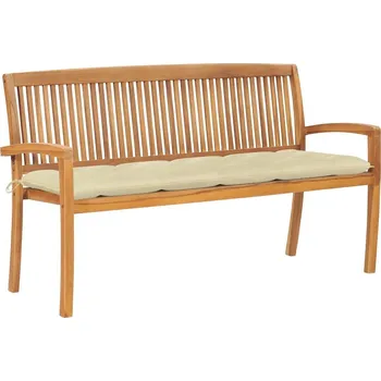 Zahradní lavice OMAXI Stohovatelná zahradní lavice s poduškou 159 cm masivní teak 272473