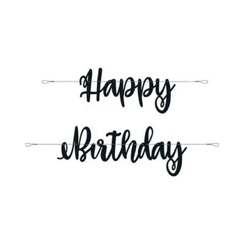 Party nápis černý Happy Birthday 213 cm
