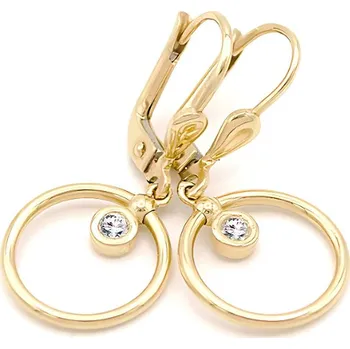 Náušnice Zlaté náušnice visací kruhy se zirkonem 2,07g