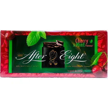 Bonboniéra AFTER EIGHT CHERRY&MINT - 24 ks čokoládových plátků s třešňovo-mátovou náplní - 200g