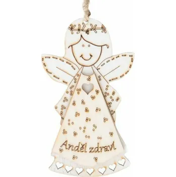 Vánoce Casa de Engel Home Dřevěný závěsný anděl s nápisem (CZ), 0/200 Fialová UNI (2814492)