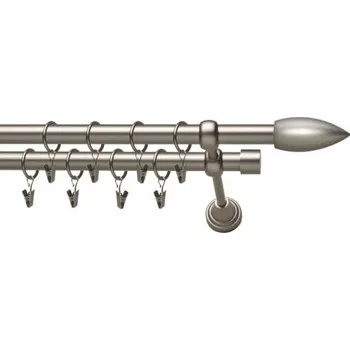 Garnýž iron dvoutyč komplet-ŠPIČKA Barva: zlatá antik, Délka: 120 cm, typ kroužků: kroužky s plastovými háčky