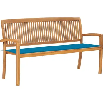 Zahradní lavice OMAXI Stohovatelná zahradní lavice s poduškou 159 cm masivní teak 272343