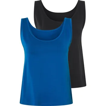 esmara® Dámské tílko s BIO bavlnou, 2 kusy (černá/modrá, XS(32/34))