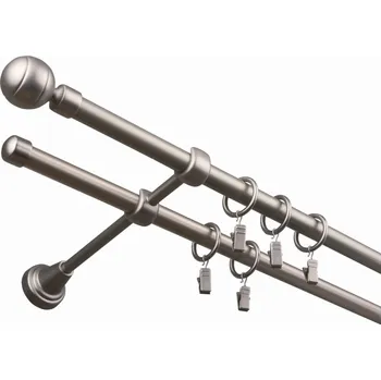 Garnýž iron dvoutyč komplet-ROSA Barva: zlatá antik, Délka: 160 cm, typ kroužků: bez kroužků