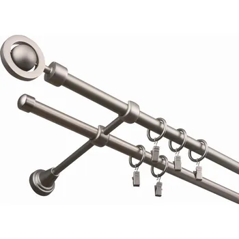 Garnýž iron dvoutyč komplet-ATÉNA Barva: chrom mat, Délka: 120 cm, typ kroužků: bez kroužků