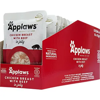 Krmivo pro kočku Applaws Jelly MULTIPACK kuřecí prsa a hovězí - kapsička 16x70 g