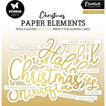 Studio Light Papírové výseky Studio Light, 40 ks - Vánoční nápisy, zlaté
