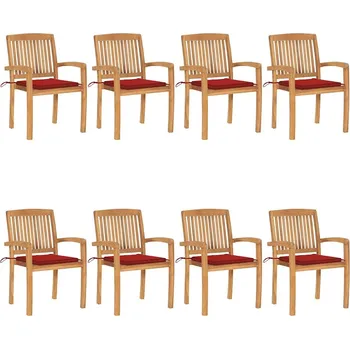 OMAXI Stohovatelné zahradní židle s poduškami 8 ks masivní teak 450154