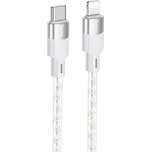 Hoco X99 Crystal Junction průhledný nabíjecí a datový kabel - USB-C na Lightning - 1 m - šedý