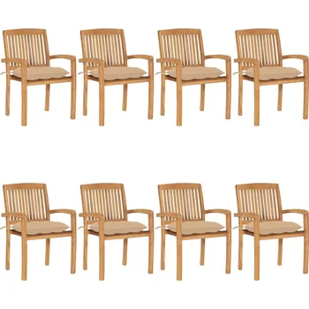 OMAXI Stohovatelné zahradní židle s poduškami 8 ks masivní teak 450512