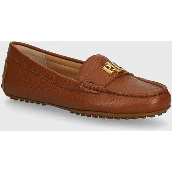 Dámské mokasíny Kožené mokasíny Lauren Ralph Lauren Barnsbury dámské, hnědá barva, na plochém podpatku, 802942768002 802942768002.200 88X, EUR 36