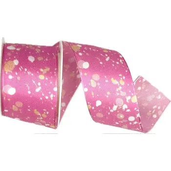 Stuha Stuha taftová COLOR SPLASH PINK růžová 40mm x 2m (14,-Kč/m) (Stuha taftová, růžová, jednostranný potisk, s vlascem v lemu)
