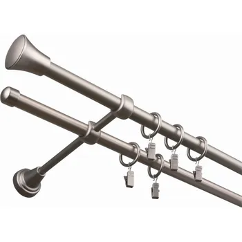 Garnýž iron dvoutyč komplet-MONACO Barva: zlatá antik, Délka: 120 cm, typ kroužků: kroužky se žabkami