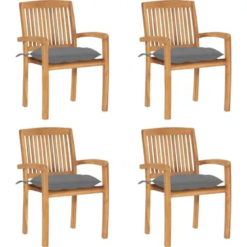 OMAXI Stohovací zahradní židle s poduškami 4 ks masivní teak 450253