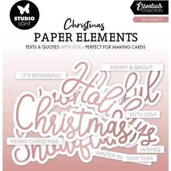 Studio Light Papírové výseky Studio Light, 40 ks - Vánoční nápisy, růžově zlaté