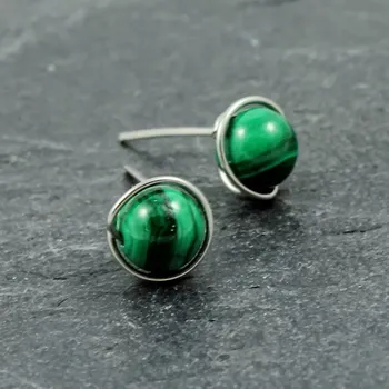 Náušnice Puzetové náušnice s malachitem