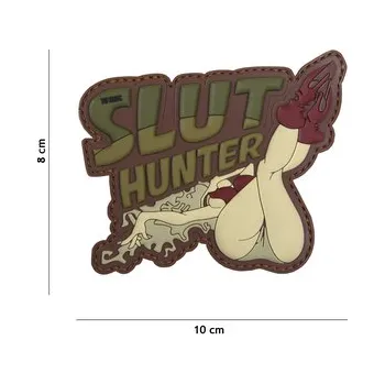 Nášivka Gumová nášivka 101 Inc nápis Slut Hunter - olivová